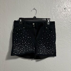 Elegant Black Studded Jean Shorts